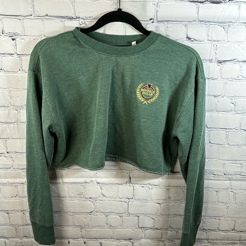 🌿 LA Hearts Green Cropped Sweatshirt - Size Extra Small